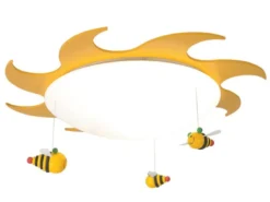 Fröhliche LED Deckenleuchte fürs Kinderzimmer, Sonne mit süßen Bienen, SUM-SUM