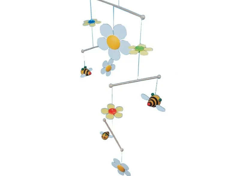 Fröhliches Mobile aus Holz, Blumen & Bienen, Made in Germany, Mobile SUM-SUM