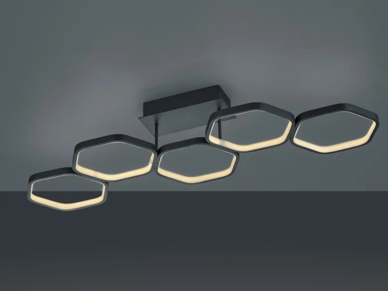 Futuristische Ring LED Deckenleuchte VIGO Anthrazit dimmbar, Länge 90cm