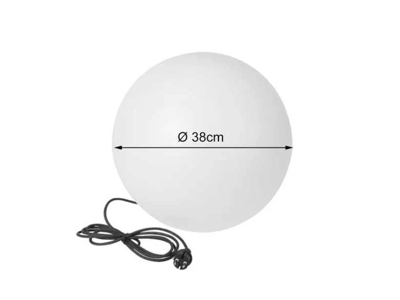 Garten Kugelleuchte mit Erdspieß, 3m Kabel IP65 & smarter LED, Ø38cm