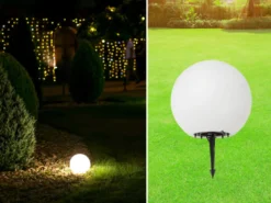 Garten Kugelleuchte mit Erdspieß, 3m Kabel IP65 & smarter LED, Ø38cm