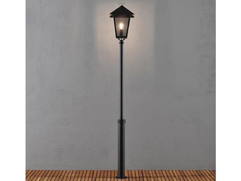Gartenlaterne / Standleuchte BENU, E27, Aluminium schwarz, Höhe 254 cm