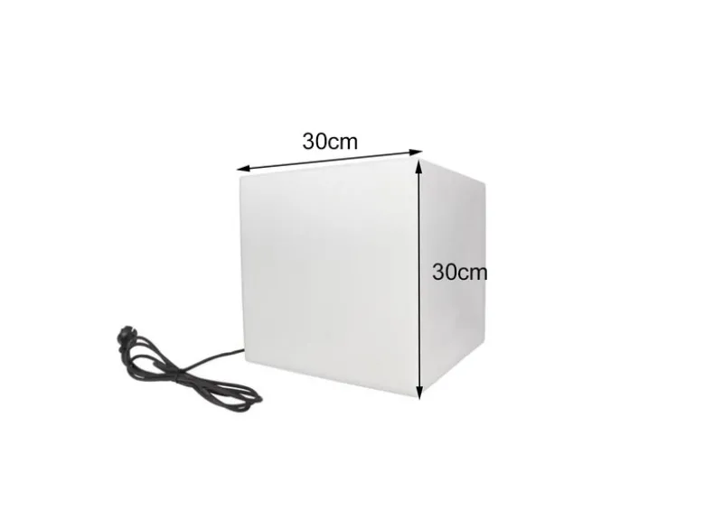 Gartenleuchte Würfel mit Erdspieß & 3m Kabel, IP65 - 30x30cm