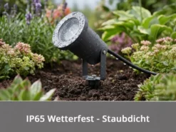 Gartenstrahler UBANGI mit Erdspieß, 5m Anschlußkabel & Stecker Ø 9cm