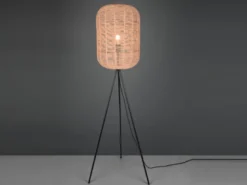 Geflochtene Tripod LED Stehlampe mit Sisal Lampenschirm