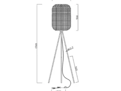 Geflochtene Tripod LED Stehlampe mit Sisal Lampenschirm