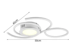 Geschwungene LED Deckenleuchte JIVE mit Fernbedienung Weiß, Breite 50cm