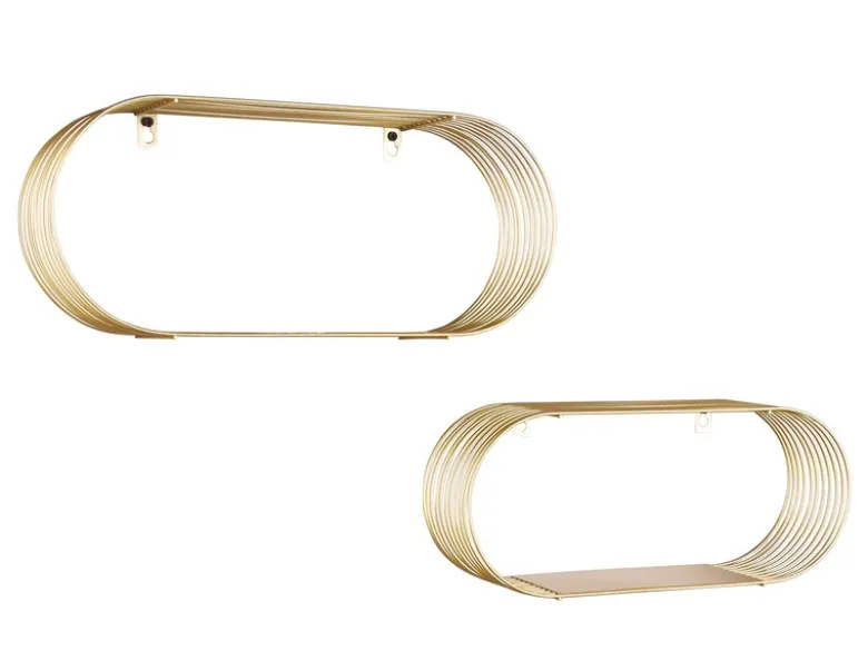 Gitter Wandregal 2er Set JOYCE aus Metall in Gold