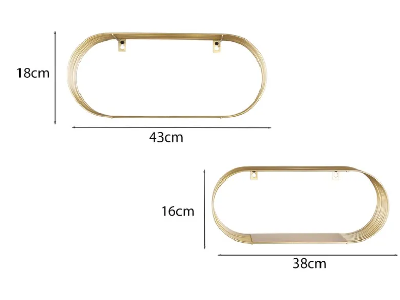 Gitter Wandregal 2er Set JOYCE aus Metall in Gold
