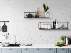 Große Wandregale - 2er SET TINKA aus Metall in Schwarz 60cm & 65cm breit