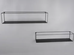 Große Wandregale - 2er SET TINKA aus Metall in Schwarz 60cm & 65cm breit