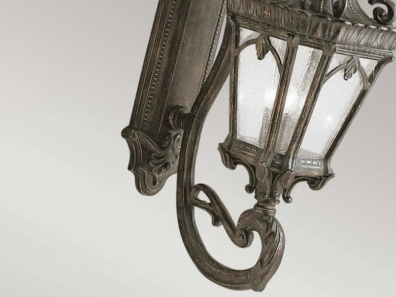Große antike Außenwandleuchte TOURNAI stehend Bronzefarbig, Höhe 96cm