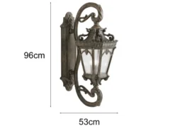 Große antike Außenwandleuchte TOURNAI stehend Bronzefarbig, Höhe 96cm