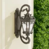 Große antike LED Außenwandleuchte stehend Bronzefarbig, Höhe 96cm