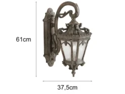 Große antike LED Außenwandleuchte hängend Bronzefarbig, Höhe 61cm