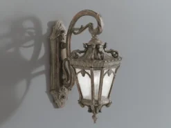 Große antike LED Außenwandleuchte hängend Bronzefarbig, Höhe 61cm