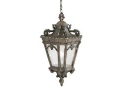Große antike LED Hängelaterne Aluminium Bronzefarbig, Ø 30,5cm