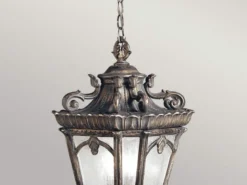 Große antike LED Hängelaterne Aluminium Bronzefarbig, Ø 30,5cm