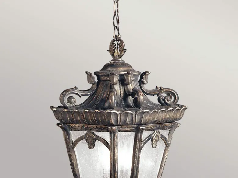 Große antike LED Hängelaterne Aluminium Bronzefarbig, Ø 30,5cm