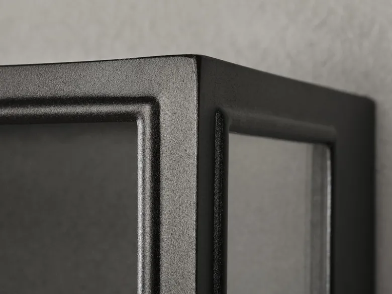 Große Außenwandlaterne CARPI Stahl Schwarz mit Klarglas, Höhe 40cm