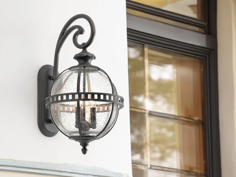 Große Außenwandleuchte HALLERON im Jugendstil, Anthrazit Höhe 49cm