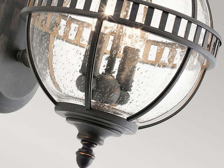Große Außenwandleuchte HALLERON im Jugendstil, Anthrazit Höhe 49cm