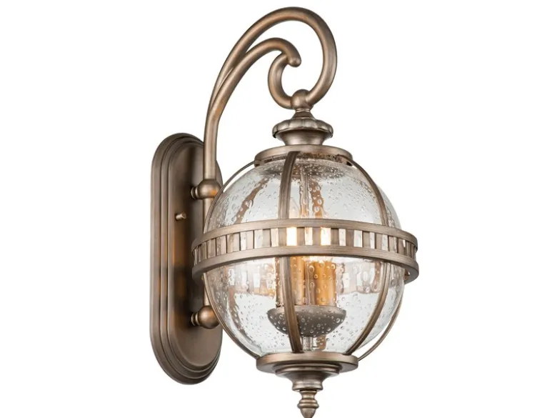 Große Außenwandleuchte HALLERON im Jugendstil, Bronze Höhe 49cm