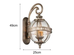 Große Außenwandleuchte HALLERON im Jugendstil, Bronze Höhe 49cm