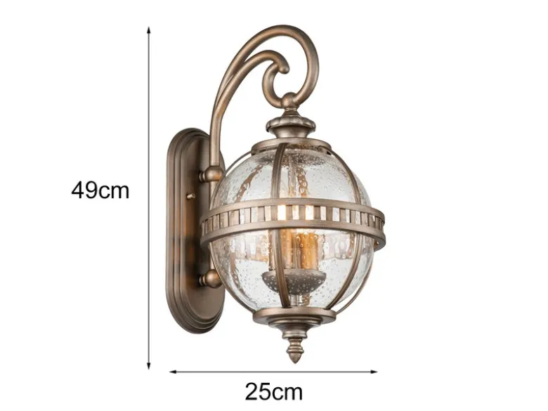 Große Außenwandleuchte HALLERON im Jugendstil, Bronze Höhe 49cm