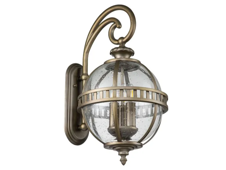 Große Außenwandleuchte HALLERON im Jugendstil, Bronze Höhe 58cm