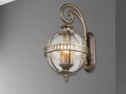 Große Außenwandleuchte HALLERON im Jugendstil, Bronze Höhe 58cm