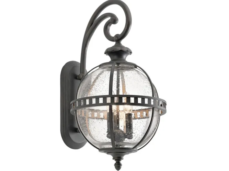 Große Außenwandleuchte HALLERON im Jugendstil, Anthrazit Höhe 58cm