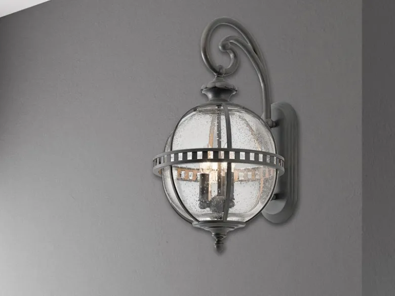 Große Außenwandleuchte HALLERON im Jugendstil, Anthrazit Höhe 58cm