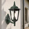 Große Außenwandleuchte Laterne stehend aus Aluminium Grün, Höhe 44cm