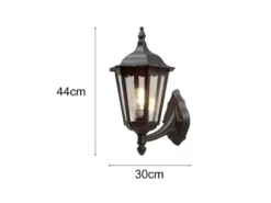 Große Außenwandleuchte Laterne stehend aus Aluminium Schwarz, Höhe 44cm