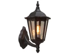 Große Außenwandleuchte Laterne stehend aus Aluminium Schwarz, Höhe 44cm