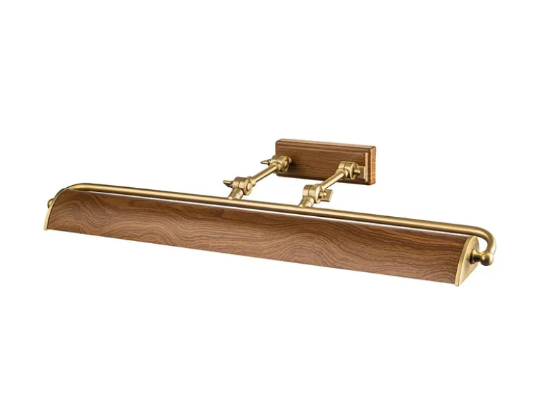 Große Bilderleuchte WINCHFIELD verstellbar, Holzoptik-Altmessing, B: 70cm