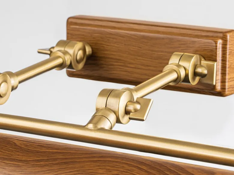 Große Bilderleuchte WINCHFIELD verstellbar, Holzoptik-Altmessing, B: 70cm