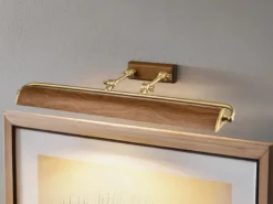 Große Bilderleuchte WINCHFIELD verstellbar, Holzoptik-Altmessing, B: 70cm