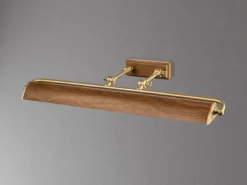 Große Bilderleuchte WINCHFIELD verstellbar, Holzoptik-Altmessing, B: 70cm