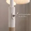 Große Bogenlampe LUVA mit Holzfuß & Stoffschirmen aus Leinen, Höhe 200cm