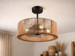 Große Boho Deckenleuchte SMILLUM mit Ventilator & Fernbedienung Ø 61cm