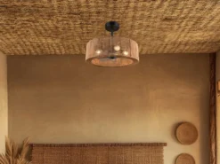 Große Boho Deckenleuchte SMILLUM mit Ventilator & Fernbedienung Ø 61cm