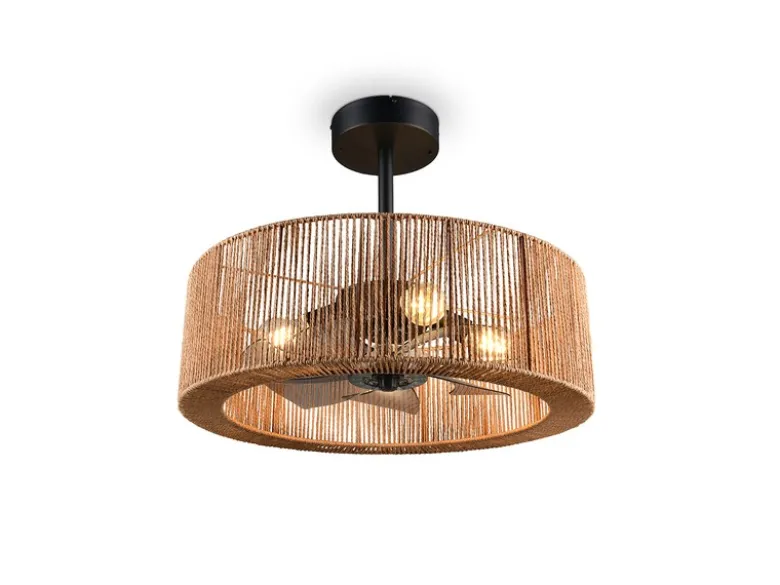 Große Boho Deckenleuchte SMILLUM mit Ventilator & Fernbedienung Ø 61cm