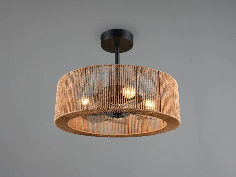 Große Boho Deckenleuchte SMILLUM mit Ventilator & Fernbedienung Ø 61cm