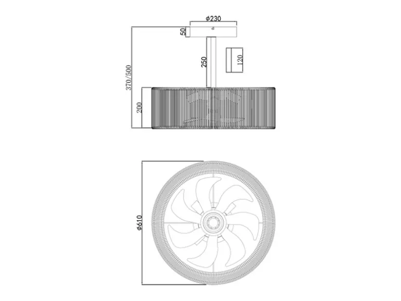 Große Boho Deckenleuchte SMILLUM mit Ventilator & Fernbedienung Ø 61cm