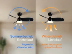 Große Boho LED Deckenleuchte Natur mit Ventilator & Fernbedienung Ø 61cm