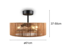 Große Boho LED Deckenleuchte Natur mit Ventilator & Fernbedienung Ø 61cm