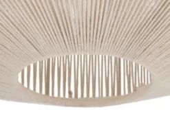 Große Boho LED Pendelleuchte Lampenschirm Baumwolle Beige, Ø 61cm