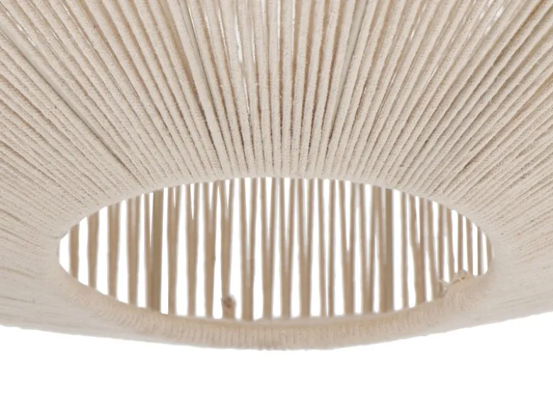 Große Boho LED Pendelleuchte Lampenschirm Baumwolle Beige, Ø 61cm